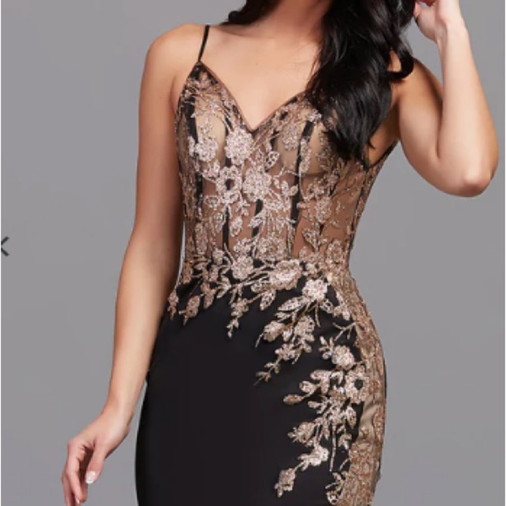 PromGirl Black and Rose Gold Cocktail Dress Size 6 New with Tags